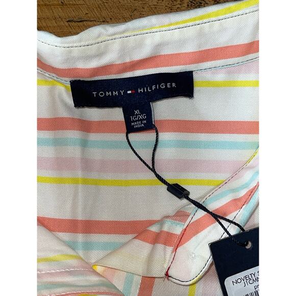 NWT Womens Tommy Hilfiger Striped Short Sleeve Button Down Blouse Size XL - Picture 3 of 8